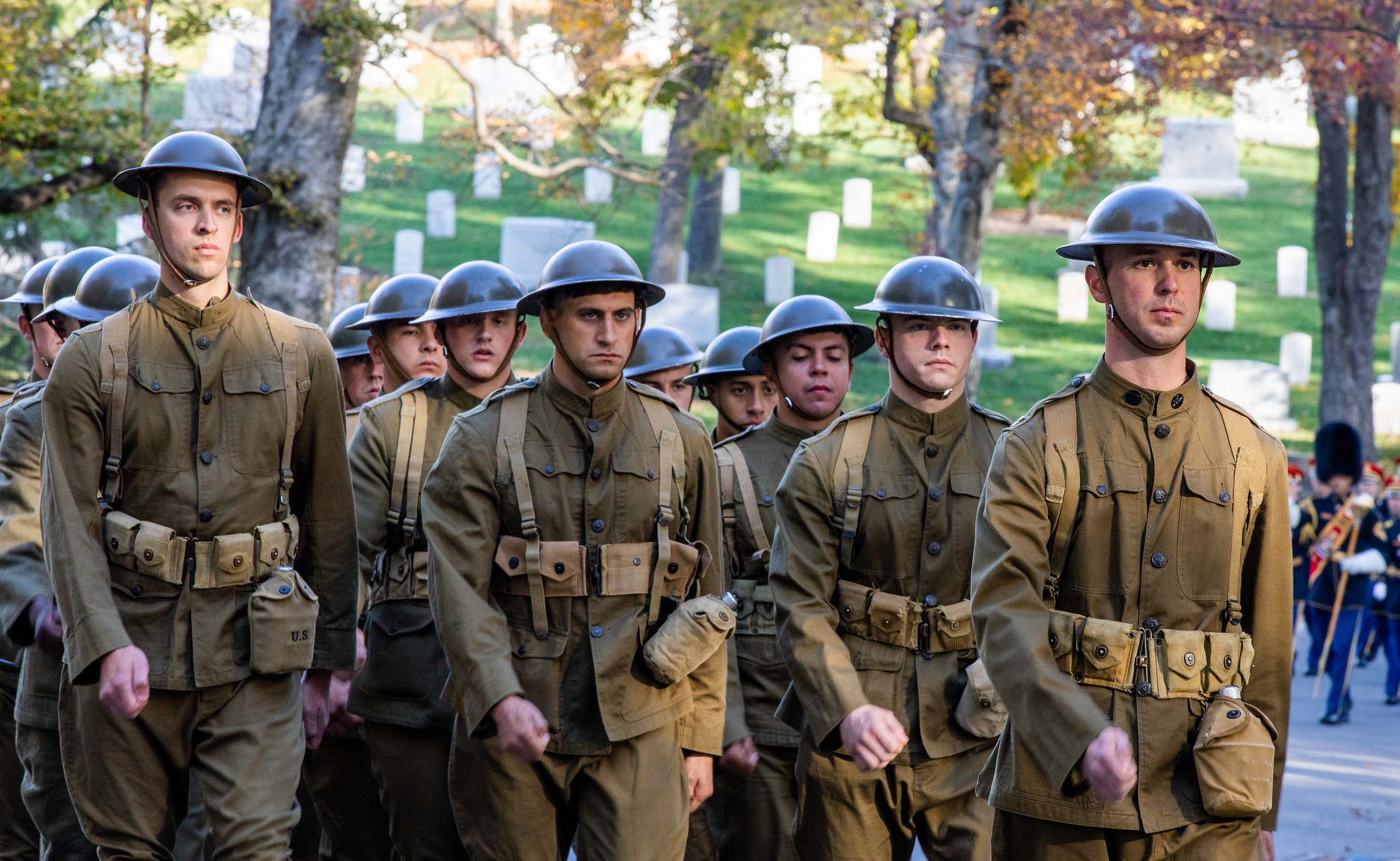 Soldiers dressed as Doughboys in processiont Nov 11 21 U.S. Army photo by Sgt Charlotte Carulli