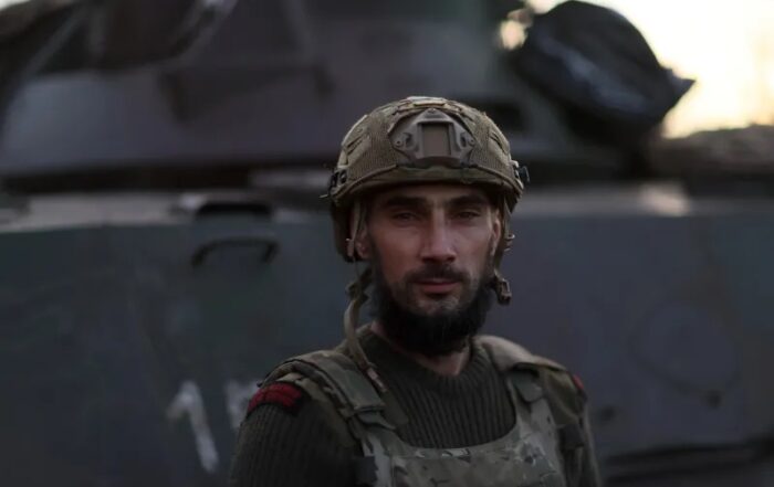 A Ukrainian tank driver near Bakhmut, Ukraine,