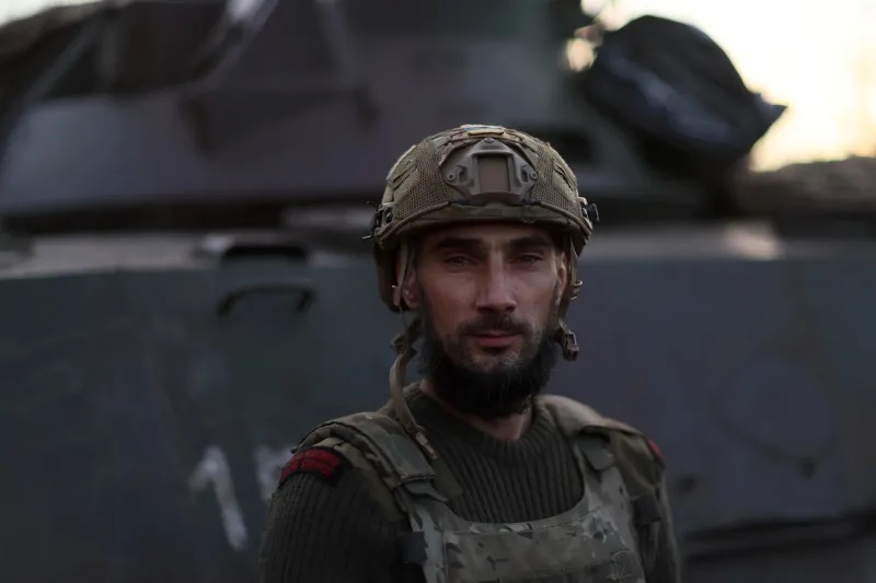 A Ukrainian tank driver near Bakhmut, Ukraine,