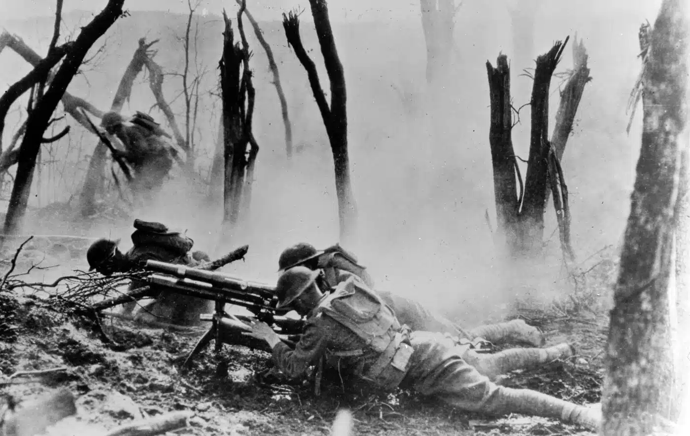 U.S. troops in action in the Argonne forest with an M1916 37mm gun.