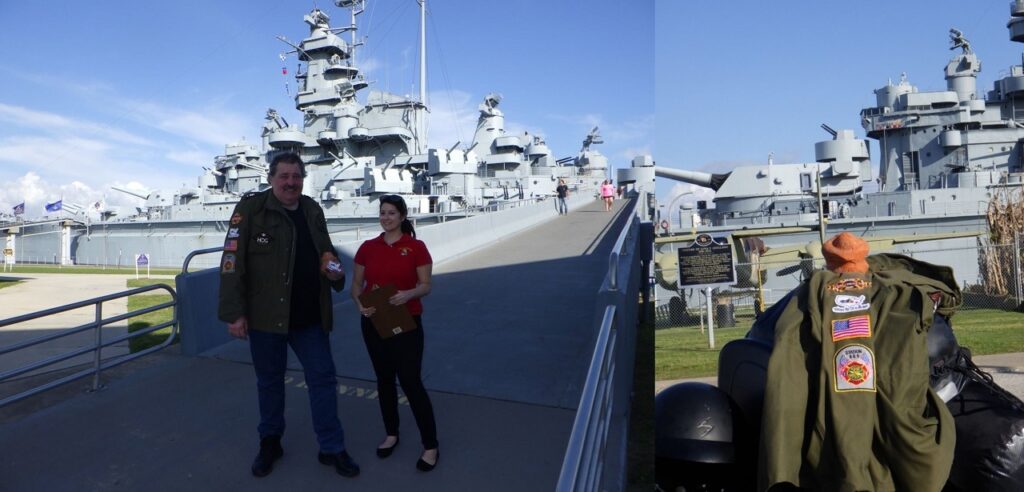 Sterkendries and another person in front of a battleship