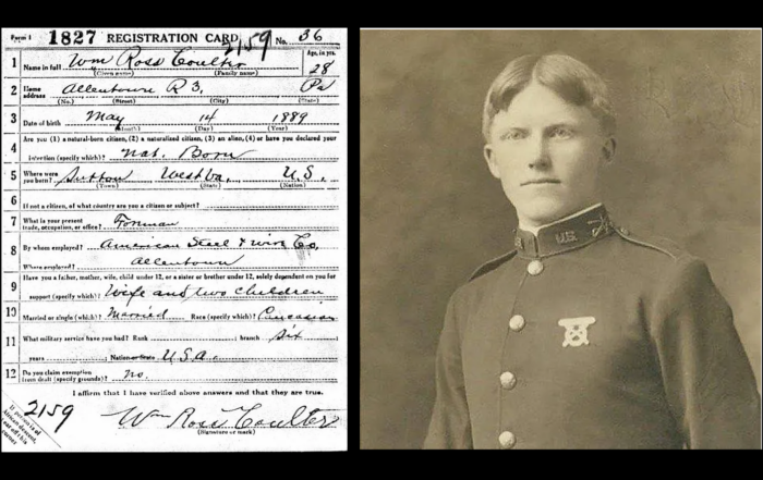 William Ross Coulter, WWI Draft Card and photo in uniform
