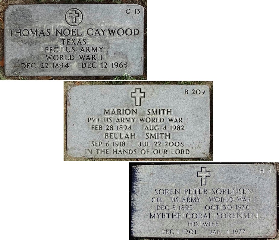 Houston Cemetery WWI headstones