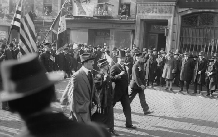 A parade following the end of WWI.