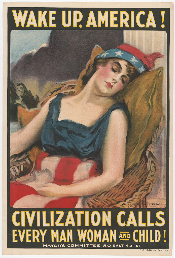 A poster calling women to work during WWI.