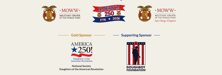 Freedom Bells organizing and supporting organizations, MOWW, MOWW San Diego Chapter, NSDAR, and Doughboy Foundation